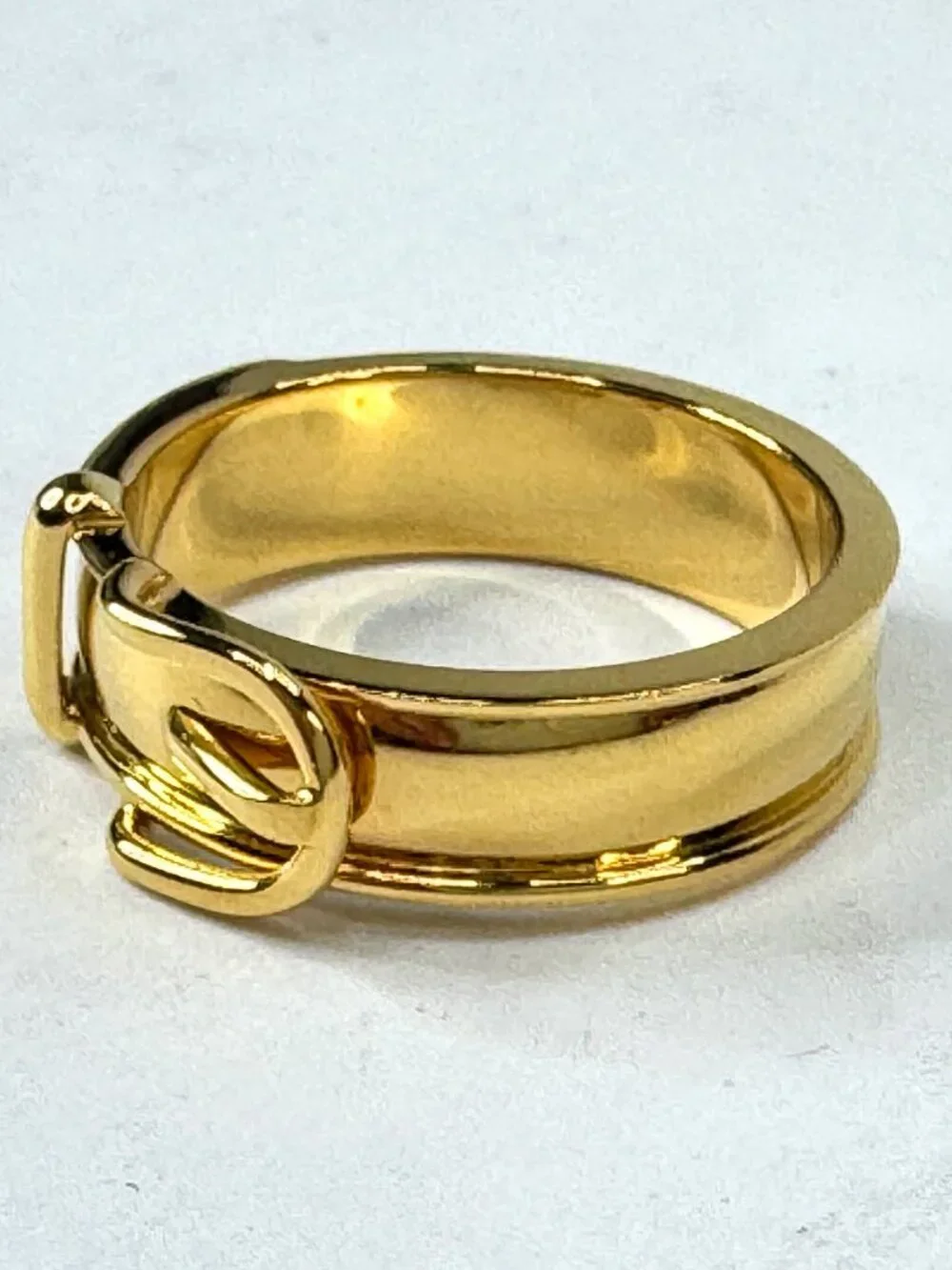 Vintage Hermès Ceinture Gold Plated Belt Buckle Scarf Ring Made in France GS862
